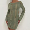 Nik & Nakks Light Green / L See-Through O-neck Long Sleeve Bodycon Dress