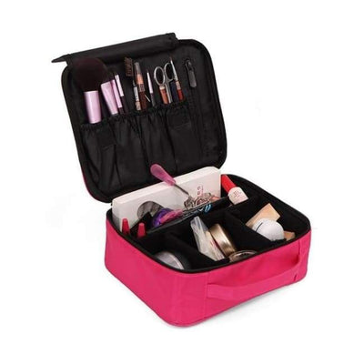 Nik & Nakks Portable Travel Cosmetic Bag with Adjustable Dividers Travel Makeup Train Case