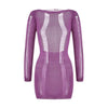 Nik & Nakks Purple / L See-Through O-neck Long Sleeve Bodycon Dress