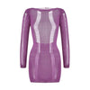 Nik & Nakks Purple / M See-Through O-neck Long Sleeve Bodycon Dress