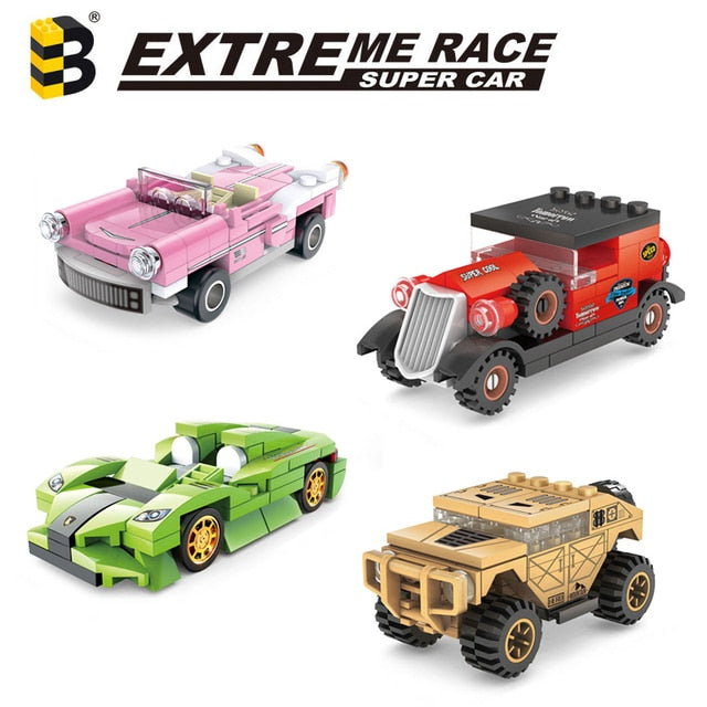 Classic Supercar Building Blocks Racing Car Garage Repair Shop Set for Kids