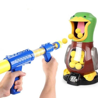 Air Pump Powered Soft Foam Ball Gun, Duck Shooting Game For Kids
