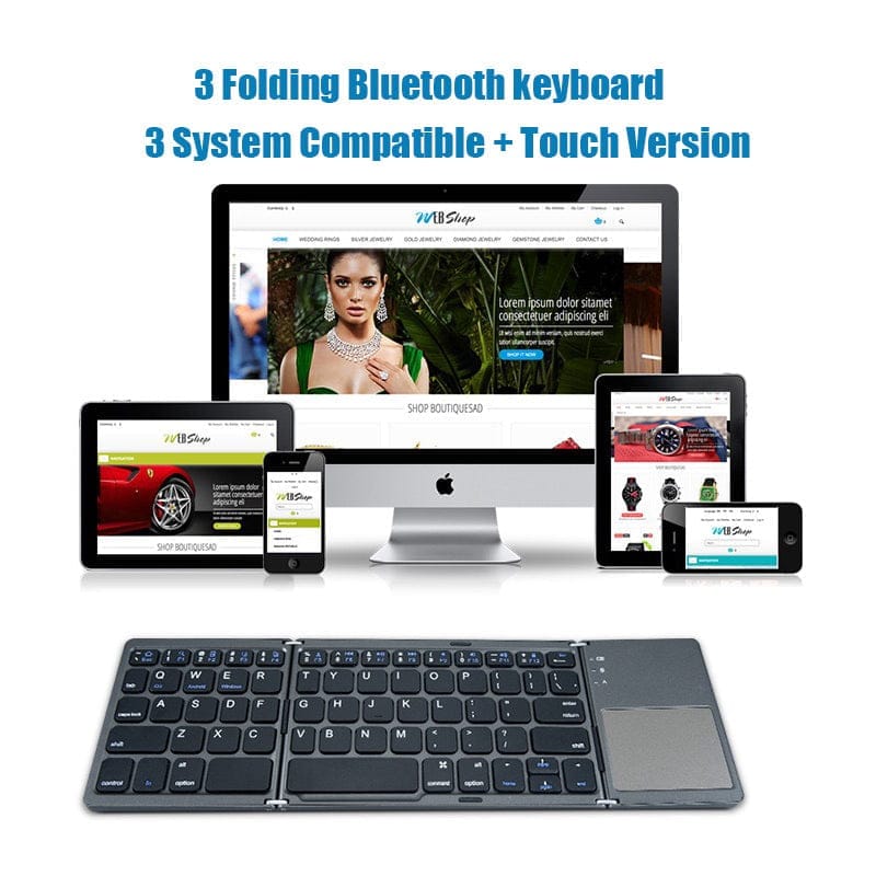Nik & Nakks Triple Folding Computer Keyboard Rechargeable Mini Travel Keyboard