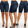 Nik & Nakks Vintage Knee Length Stretchy Denim Jeans Shorts High Waist Bodycon Jeans Shorts