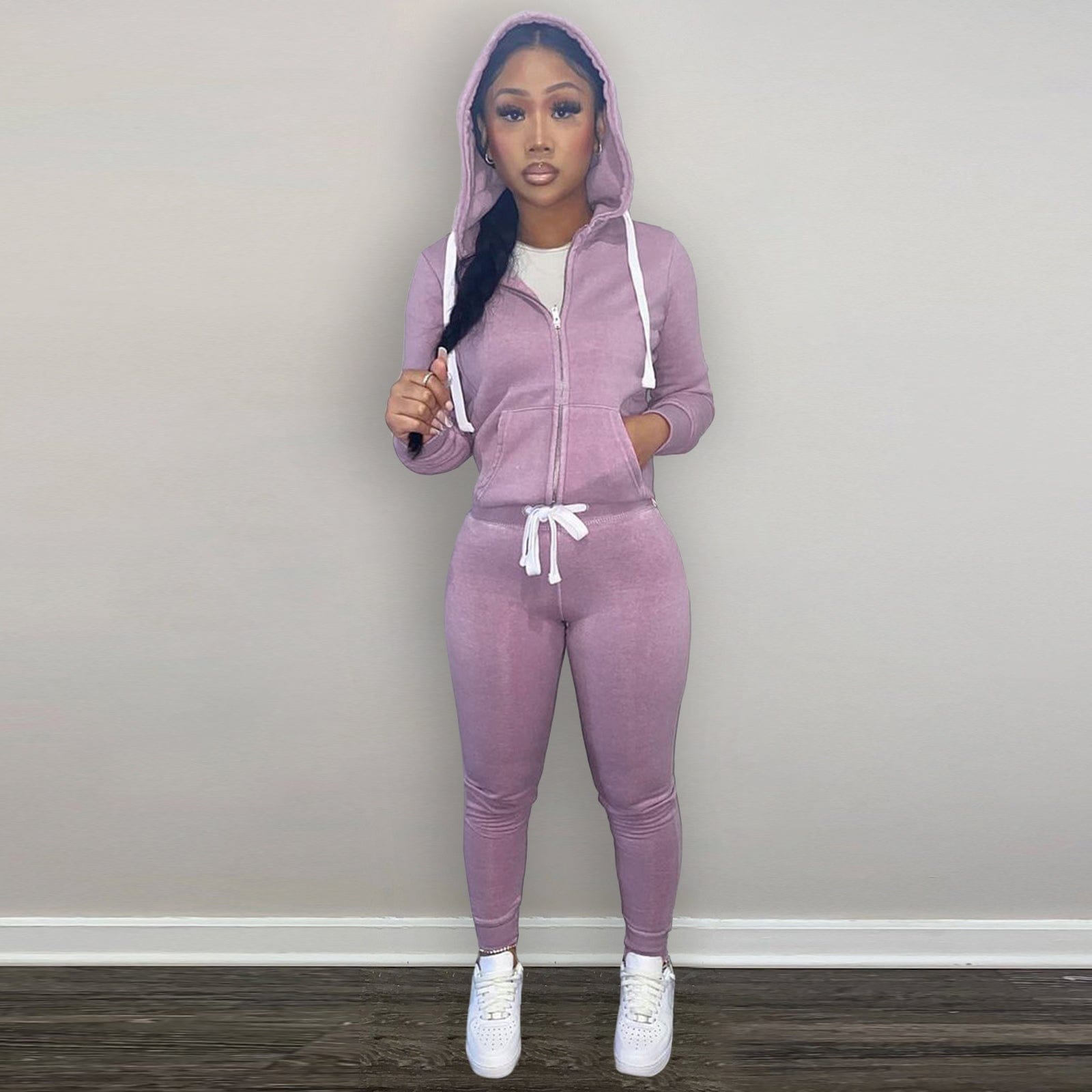Nik & Nakks Women's Hooded 2 Piece Tracksuit Set Sporty Sweatsuit Set Full Zip Closure