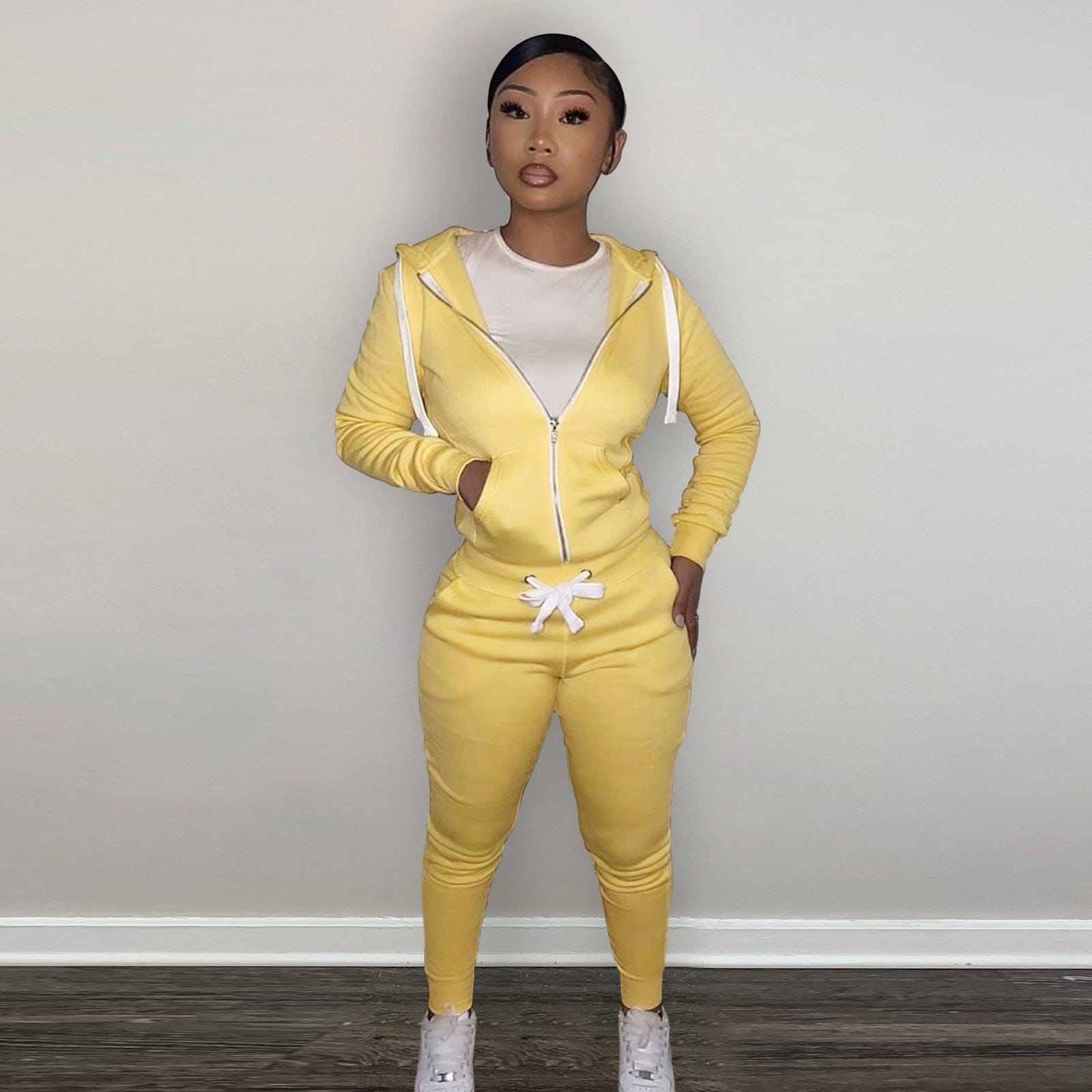 Nik & Nakks Women's Hooded 2 Piece Tracksuit Set Sporty Sweatsuit Set Full Zip Closure