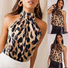 Nik & Nakks Women's Sexy Sleeveless Leopard Print Blouse Halter Top Shirt